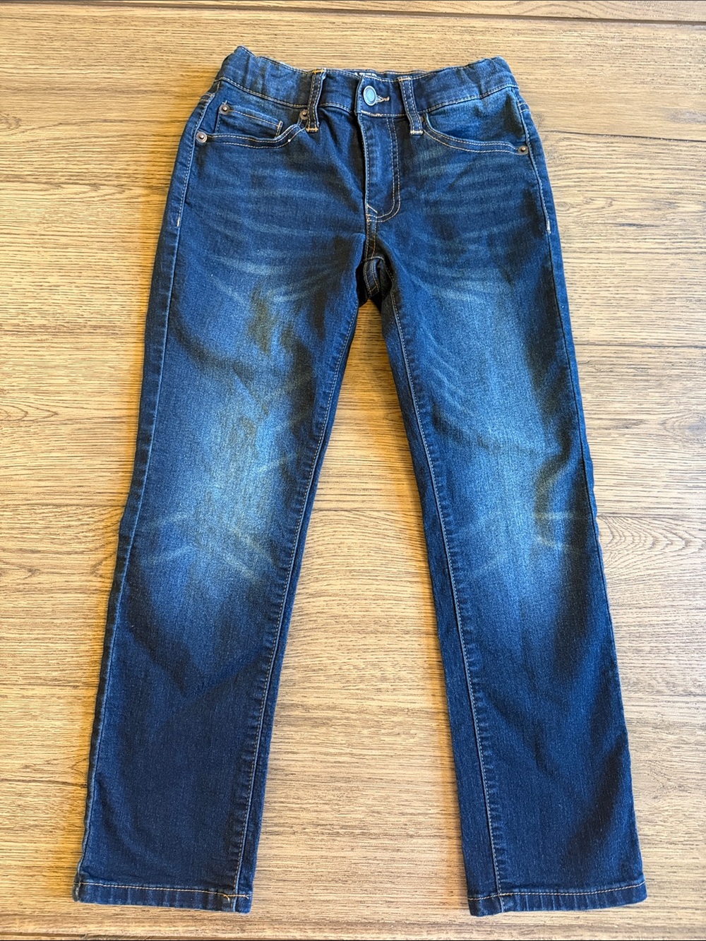 Kids Dark Blue Stretch Slim Straight Jeans - Comfortable Everyday Denim